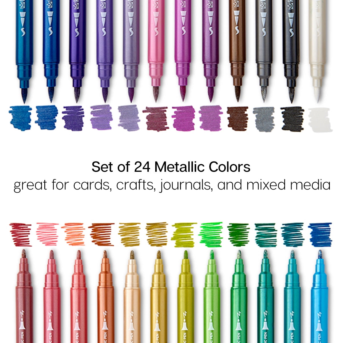 Twin-Tip Metallic Pens 24 Colors