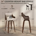 thumbnail image 5 of Dycanpo 26'' Swivel Counter Height Bar Stools Set of 6,Mid-Century Wooden Barstools with Backs for Kitchen Restaurant,Tan, 5 of 8