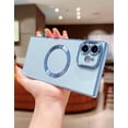 thumbnail image 7 of for iPhone 12 Case  Magnetic with Full Camera Protection [Compatible with MagSafe] Cute Slim Luxury Plating Soft TPU Reinforced Corners Cover Case,Light Blue, 7 of 7