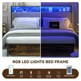 thumbnail image 4 of LUCKLIFE King Bed Frame with 2 Storage Drawers, Power Outlets, 2-Tier Storage Headboard&LED, Brown, 4 of 9