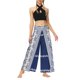 thumbnail image 1 of VISgogo Pantalones de pierna ancha de verano para mujer, pantalones sueltos sueltos de tiro medio con estampado bohemio con divisiones para yoga, playa, vacaciones VISgogo  moda, 1 of 8