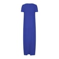 thumbnail image 5 of CFLVAEK Tshirt Dresses Women Plus Size Short Sleeve Maxi Dress Loose Fit Scoop Neck Dress Solid Color A Line Dress Summer Vacation Dress Blue XXXXL, 5 of 6