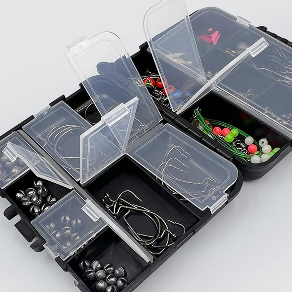 WINDLAND 188pcs Multiple Compartment Fishing Tackle Box Include Beads Fishing Accessories