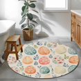 thumbnail image 4 of Round Area Rug 3ft, Easter Watercolor Egg Retro Linen Non-Shedding Washable Area Rug, Spring Gradient Leaves Non Slip Low-Profile Circle Rugs for Living Room, Bedroom Dining Room, 4 of 9