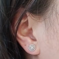 thumbnail image 2 of Dazzlingrock Collection Round White Diamond Circle Double Halo Pushback Stud Earrings for Women (0.41 ctw, Color I-J, Clarity I1-I2) in 18K White Gold, 2 of 4