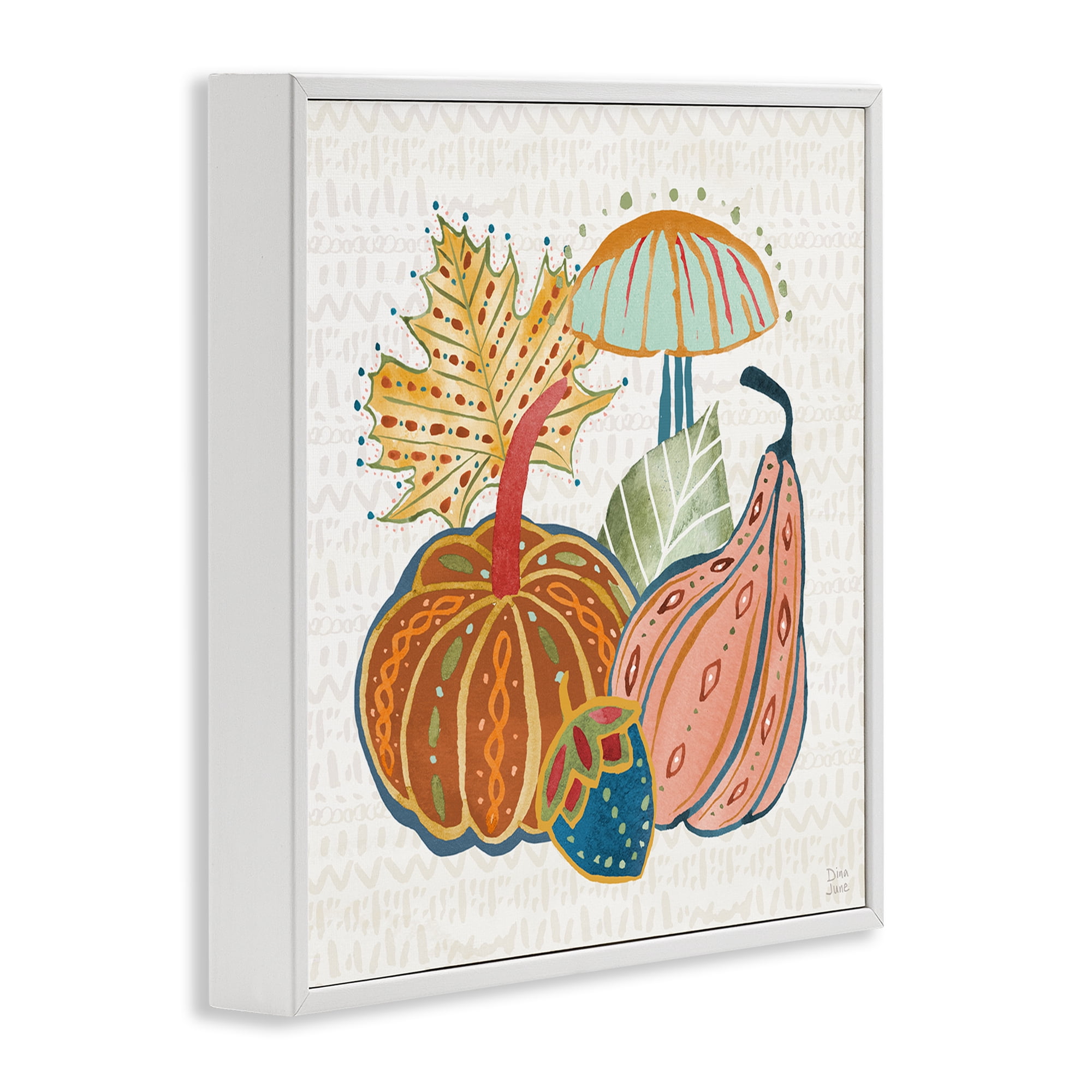 Stupell Industries Harvest Whimsy Gourds Holiday Painting White Framed Art Prints Wall Art, 24 x 24