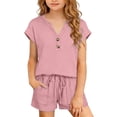 thumbnail image 2 of ZOYOEN Girls Fashion Outfit Sets- Casual Short Sleeve Loose Fit Soft Kids Summer Clothes Pink Size 10, 2 of 9