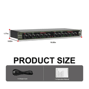 Professional Audio Compressor, 2 Channel Black Dynamic Processor with Noise Gate&Sidechain Insert Dynamic Effects Processor for Studio, Live & Streaming – 1U Rackmount, XLR/TRS Inputts