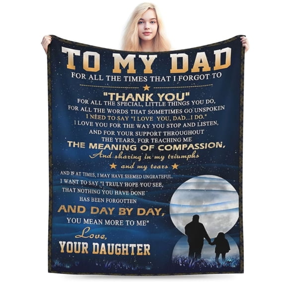 Grateful Love Birthday Gift Throws Blankets, Happy Father's Day Present for Sofa, Super Cozy Lightweight Father Gifts Idea 50x40