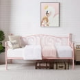 thumbnail image 2 of VECELO Twin Size Metal Daybed with Headboard, Metal Slats Support/Easy Assembly, No Box Spring Needed, Pink, 2 of 7