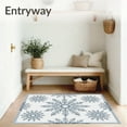 thumbnail image 3 of ODIKA 4'x6' Machine Washable Non-Slip Area Rug, Snowflake Crystal with Winter Medallion High Traffic Rug with Pad, Blue, 623377, 3 of 8