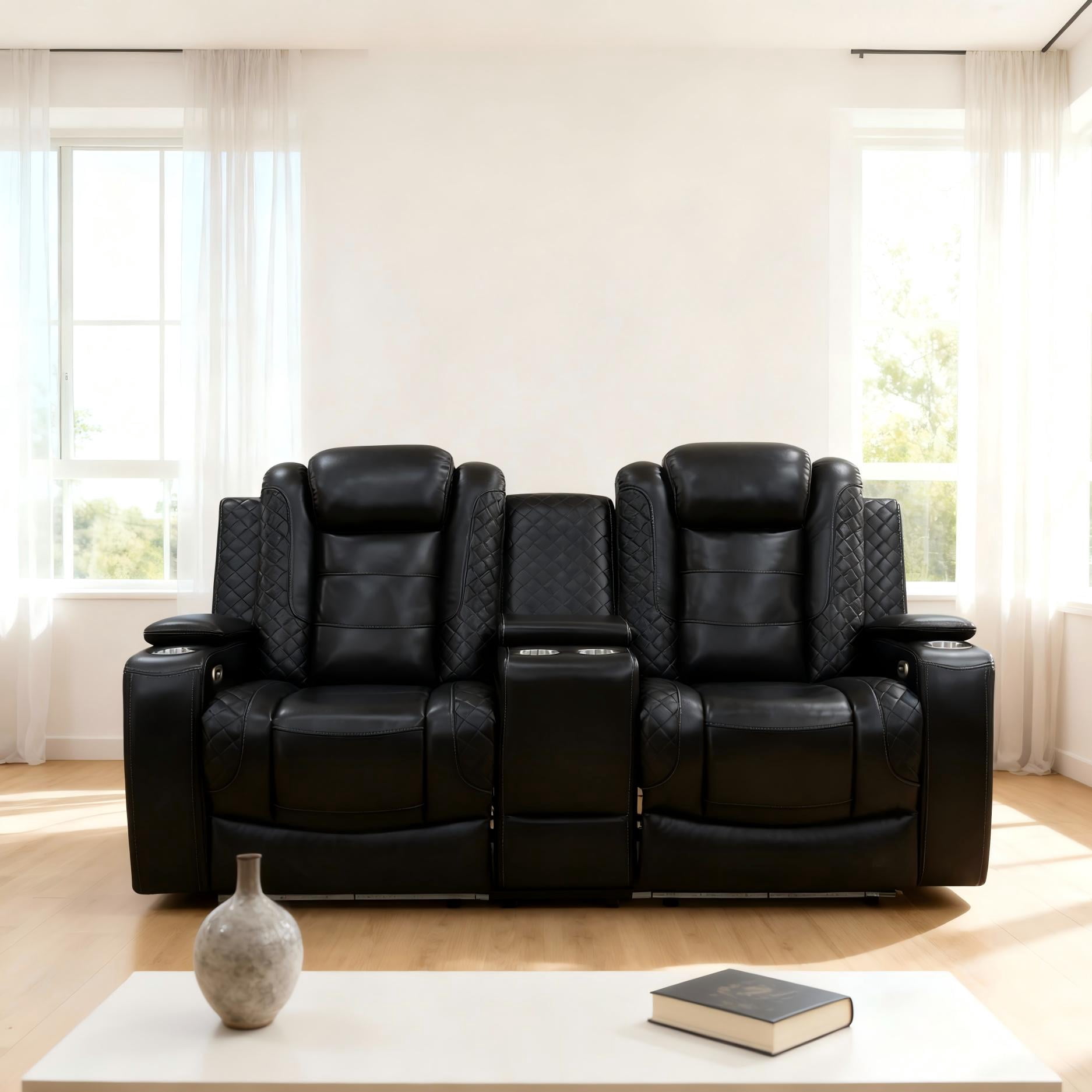 Gewnee Power Recliner Oversized Electric Air Leather Reclining Loverseat Sofa, USB Charge with Cup Holder Port Comfortable Sofa for Living Room