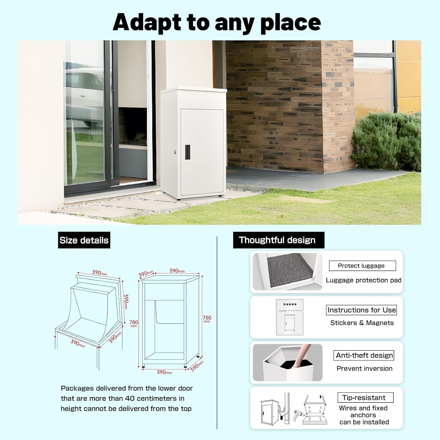 Package Delivery Boxes for Outside, Metal Parcel Drop Box, Large Package Drop Boxes, Anti-Theft Parcel Mailbox with Coded Lock, Waterproof Parcel Storage Box for House