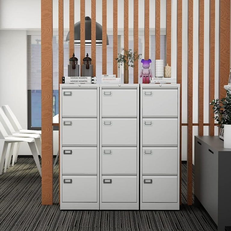 STANI 4 Drawer File Cabinet with Lock Black Vertical Metal Filing Cabinets Home Office Storage File Cabinet for Hanging Files Folders Letter Legal A4