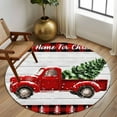 thumbnail image 3 of Red Truck Christmas Round Rug 5ft Washable Circle Kitchen Rugs Non Slip Red Black Plaid Xmas Tree Wooden Large Area Rug Indoor Floor Carpet for Bedroom Living Room Home Office Dining Room Nursery, 3 of 8