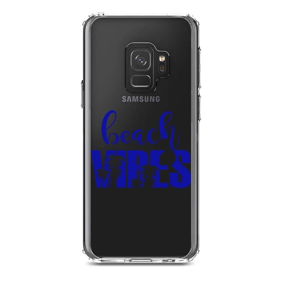 DistinctInk Clear Shockproof Hybrid Case for Samsung Galaxy S9 (5.8" Screen) - TPU Bumper Acrylic Back Tempered Glass Screen Protector - Beach Vibes