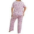 thumbnail image 3 of FAHXNVB Womens Plus Size Pajama Sets 2 Piece Short Sleeve Crewneck Sleepwear Top and Long Pant Hearts Printed Soft Lounge Sleepwear Pjs Set, 3 of 4
