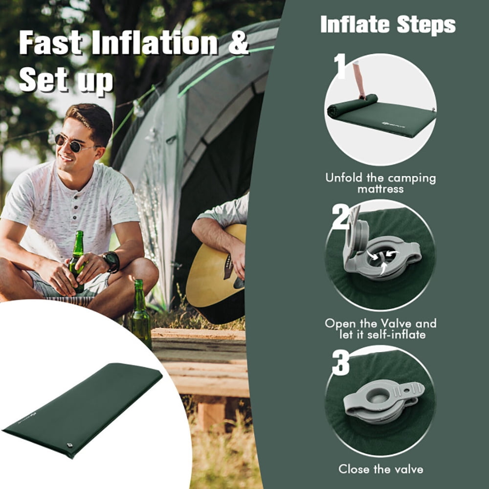 Aimee Lii Self-inflating Lightweight Folding Foam Sleeping Cot with Storage Bag, Outdoor Portable Camping Bed for Sleeping Hiking Travel, Green Aimee Lii Self-inflating Lightweight Folding Foam Sleeping Cot with Storage Bag, Outdoor Portable Camping Bed for Sleeping Hiking Travel, Green