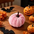 thumbnail image 4 of Harvest Mini Velvet Pumpkins, Plush Autumn Tabletop Accents, Rich Jewel Toned Fall Decor, Sophisticated Thanksgiving Centerpiece for Shelf, Console, Buffet, Home Holiday Staging, Harvest, Pink, 4 of 9
