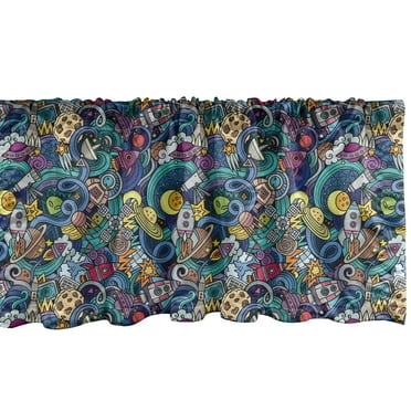 Ambesonne Space Window Valance, Science Fiction Image, 54" X 18", Multicolor