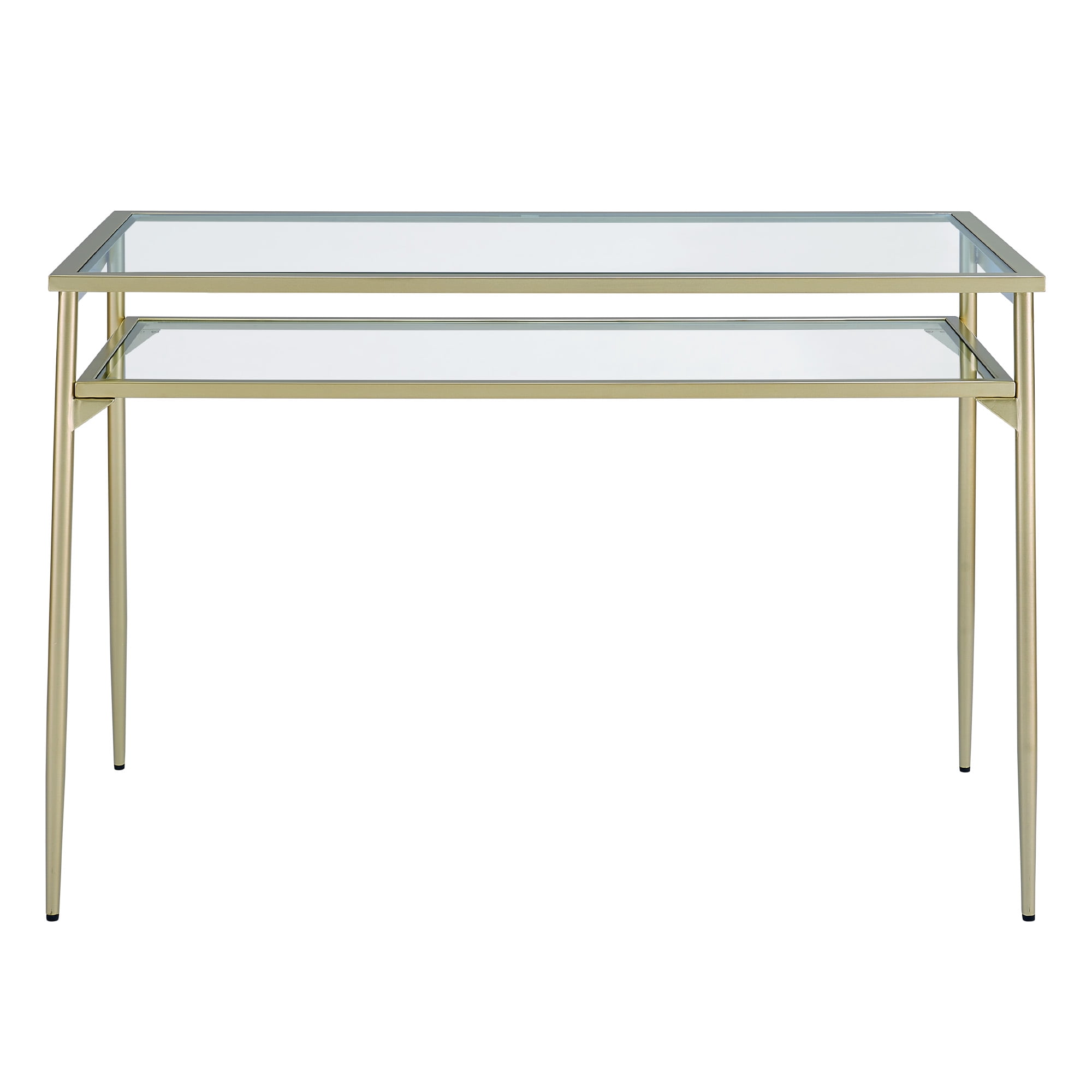 Walker Edison Modern Glass Tiered Writing Desk, Gold