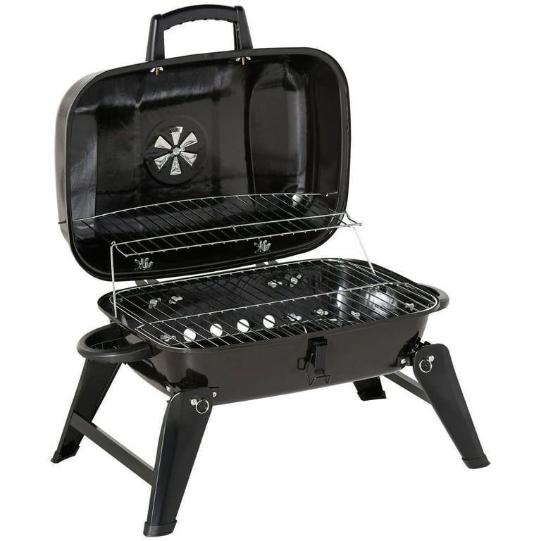 Outdoor BBQ Grill Charcoal Barbecue Pit Patio Backyard Meat Cooker Smoker  in Black