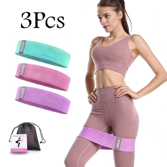 TaitWay 3PCS  Fabric Exercise Bands 3 Different Resistance Levels with Carry Bag Non-slip and Elevate Your Fitness Routine