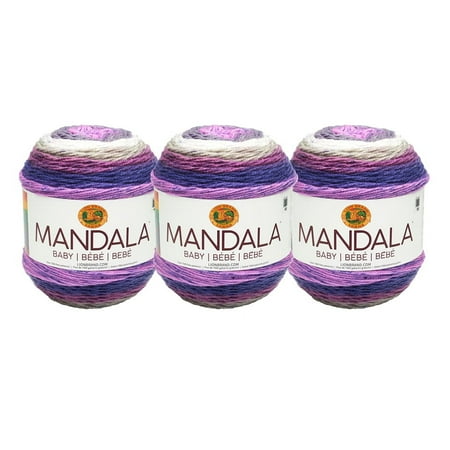 UPC: 0842093112068 | Lion Brand Yarn Mandala Baby Magic Moon Self-Striping Baby Light Acrylic Multi-color Yarn 3 Pack