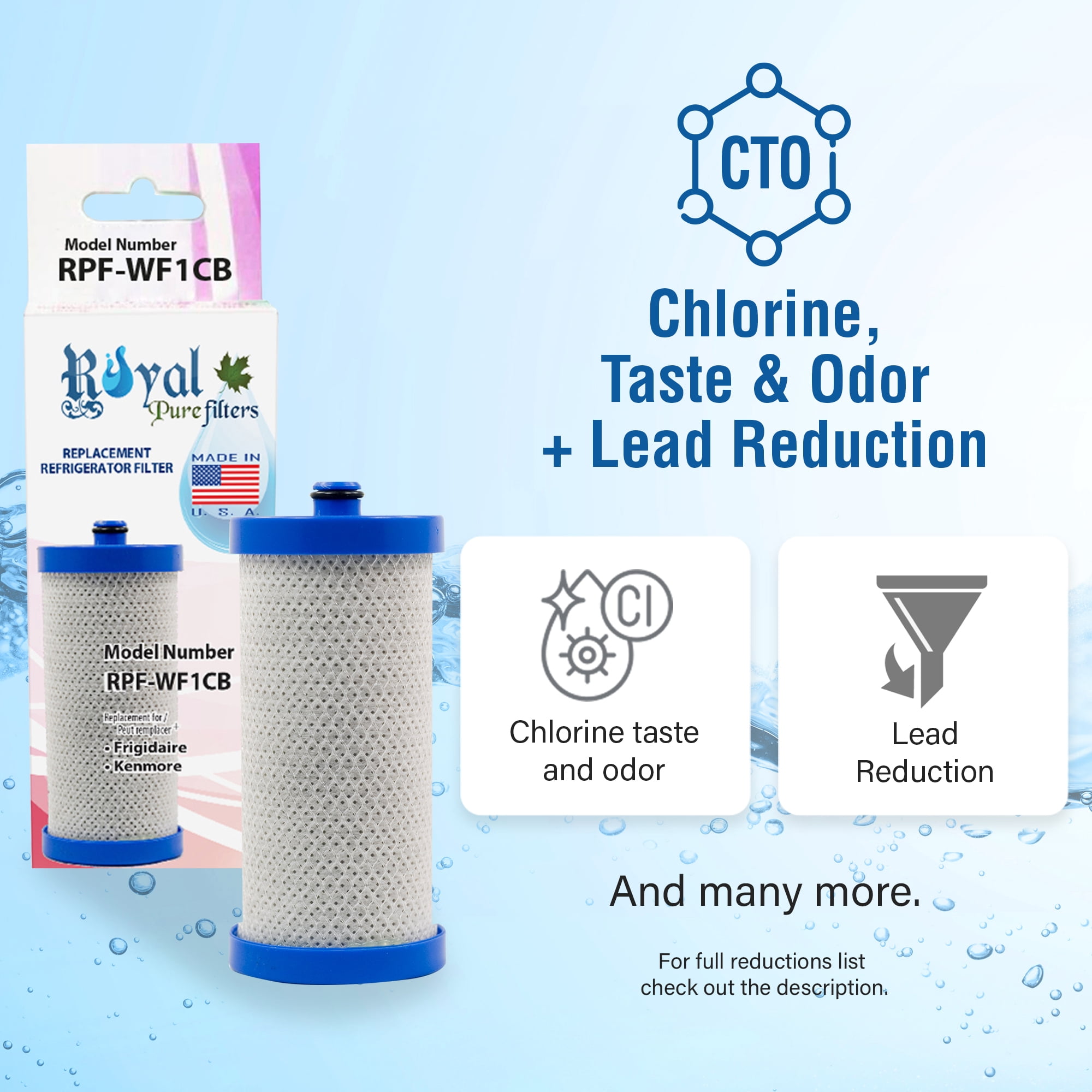 Royal Pure Filters RPF-WF1CB Replacement Refrigerator Water Filters for Frigidaire WF1CB (2 Count)