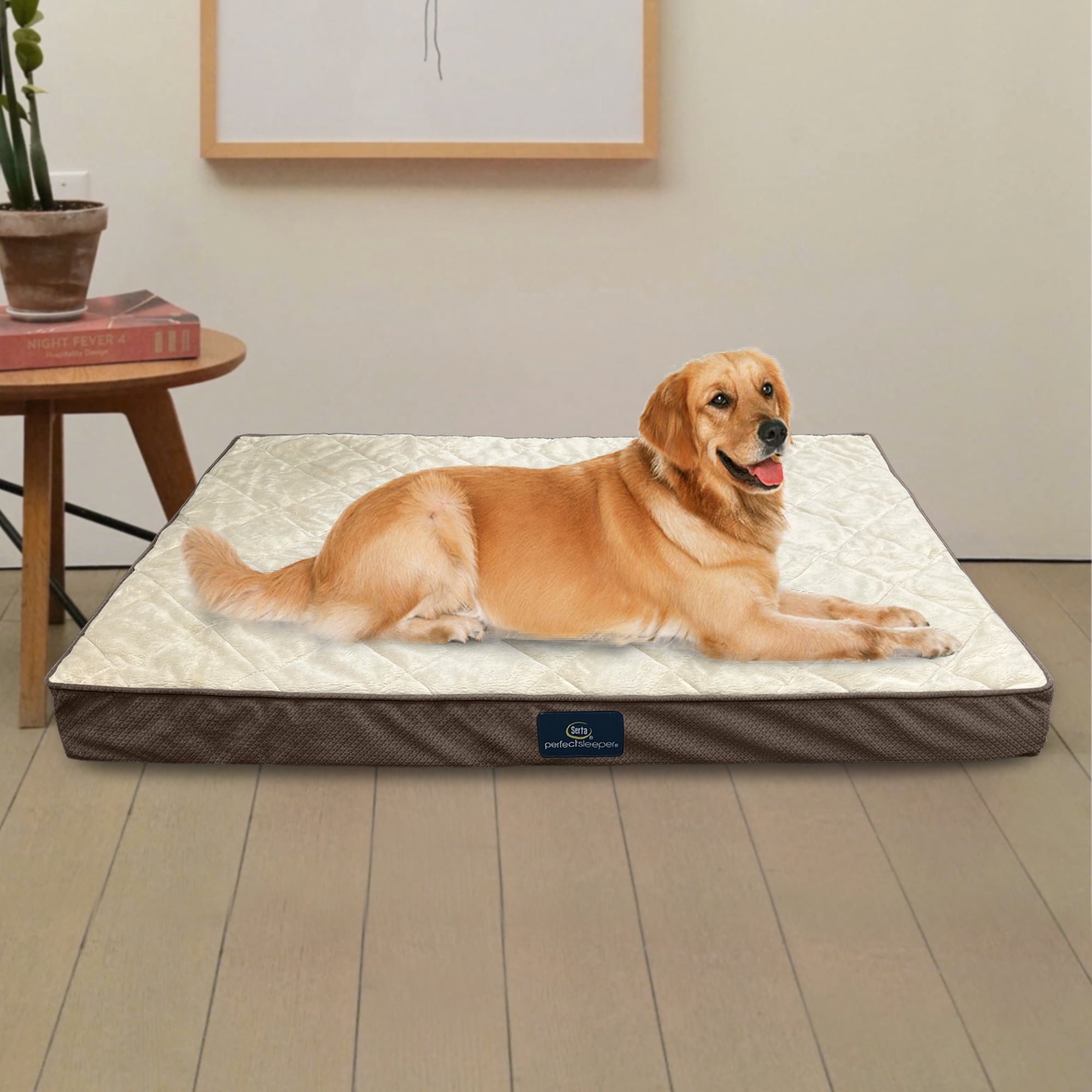 Serta Quilted Orthopedic Pillowtop Dog Bed with Removable Cover, Mocha, X-Large