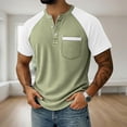 thumbnail image 2 of Mens Short Sleeve Henley Shirts Casual Waffle Knit Colorblock Raglan T-Shirts, Summer Leisure Lounge Tops with Pocket Quick Dry Breathable Outdoor Fashion Tee, 2 of 7