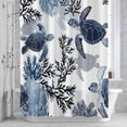 thumbnail image 2 of Ocean Turtles Bathroom Shower Curtain, Retro Watercolor Blue Corals Turtles Waterproof Washable Soft Bath Curtain for Bathtub Decor with 12 Hooks&Grommet, 60x72 Inch, 2 of 9