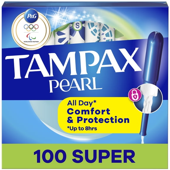 Tampax Pearl Tampons with LeakGuard Braid, Super Absorbency, 100 Count
