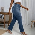 thumbnail image 4 of GUACER Womens Wide Leg Pants Trendy Jean Look High Waisted Stretchy Casual Work Trousers With Pockets, 4 of 9