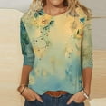 thumbnail image 3 of LYXSSBYX Womens Crew Neck 3/4 Sleeve Print Casual Tee, Loose Fit Lightweight Basic Daily T-Shirt, 3 of 5