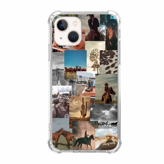 Western Country Life Collage Case for iPhone 13 Mini,Aesthetic Art Design Pattern Soft TPU Bumper Case Cover