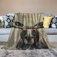 thumbnail image 2 of Orinice Moose Antlers Wall Warm Lightweight Blanket Soft Fleece Blankets All Seasons Decor Gifts for Bed Couch Sofa Office Multiple Sizes 60x80in, 2 of 6