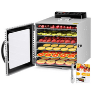 6 Trays All Stainless Steel Food Dehydrator, Raw Food & Jerky Fruit,400W Preserve Food Nutrition Professional Household Vegetable Dryer, with 0~24 Hours Digital Timer