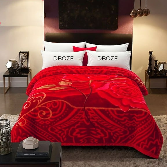 DBOZE Heavy Korean Faux Mink Fleece Blanket, 2 Ply Reversible Silky Soft Plush Warm Weighted the Best Winter Blankets. King Size
