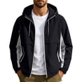 thumbnail image 5 of ECHFIPROM Hooded Rain Jacket for Men Black Camping Waterproof Hiking Zipper Heavyweight Winter Big and Talls Raincoat Outdoor,L, 5 of 9