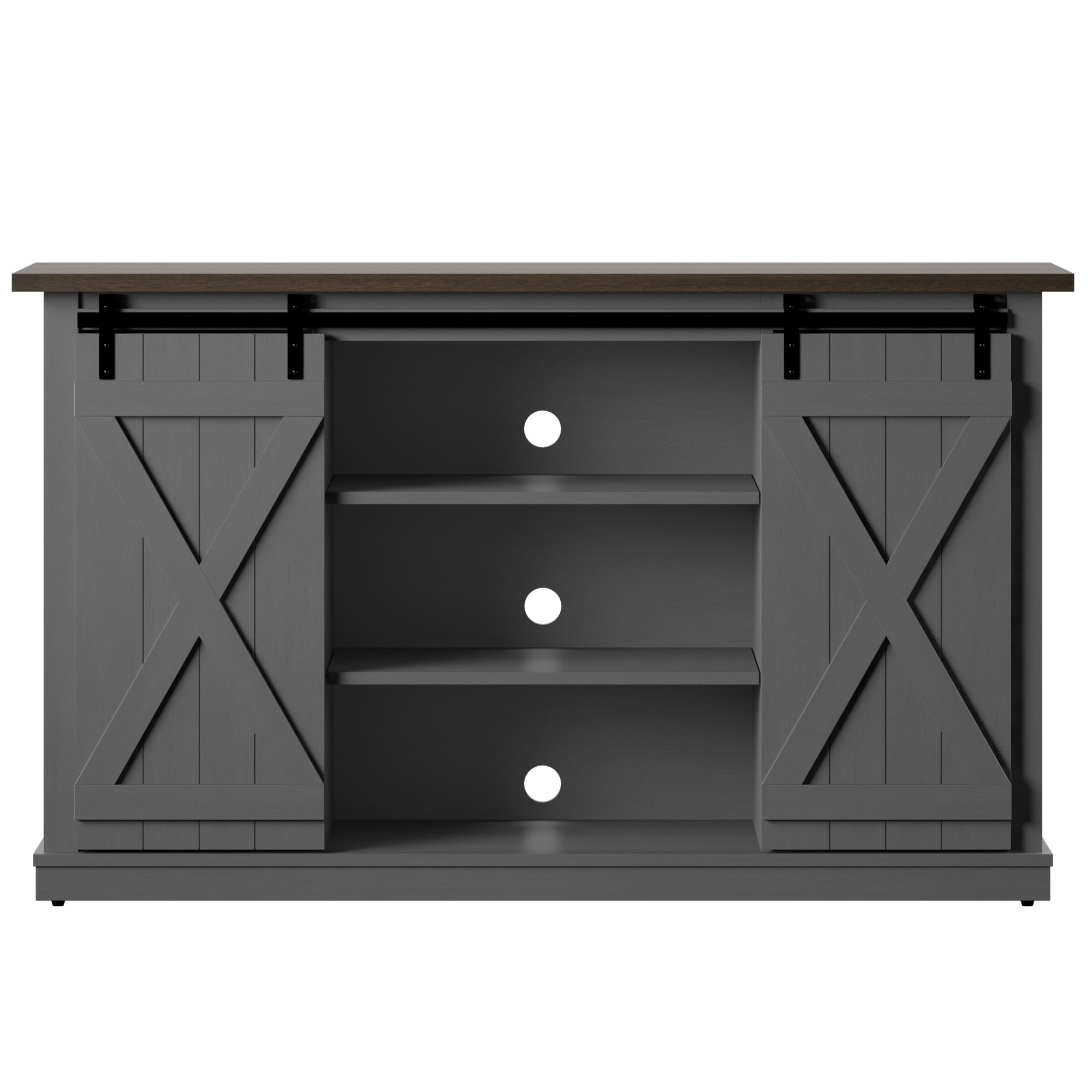 Twin Star Home Terryville Barn Door TV Stand for TVs up to 60", Dark Gray