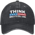 thumbnail image 1 of Think While It's Still Legal Hat Vintage Washed Baseball Caps, 1 of 8