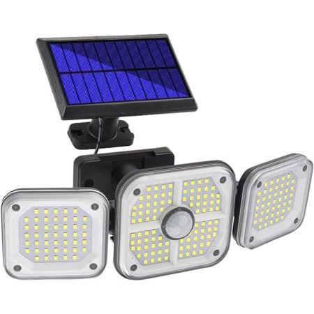 Solar Outdoor Light,186 LED with Remote Control IP65 Waterproof 4 Adjustable Heads,270° Wide Angle Wireless Security Light,for Garage Patio Porch Garden Yard