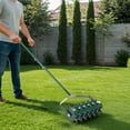 thumbnail image 2 of Zimtown 18" Galvanized Lawn Aerator, Double Spikes Fillable Drum Rubber Grip for S/M Lawns, Green, 2 of 7