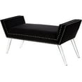 thumbnail image 4 of Kristopher Black Velvet Bench - Nailhead Trim, Acrylic Legs, 4 of 8