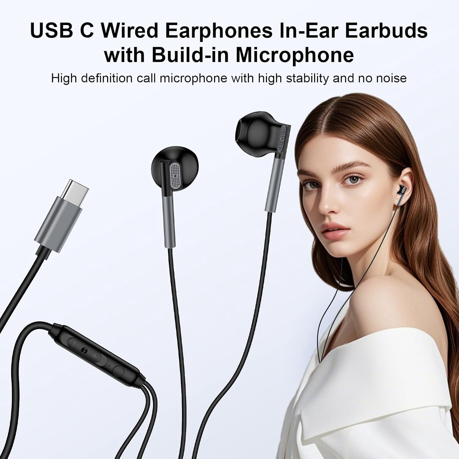 USB C Headphones for Samsung Galaxy A17 5G A16 A56 S25 Ultra S24FE A54 S23 Plus A15 S22+,iPhone 17 Pro Max/Air/16 Plus/16 Pro Max/15,Android Type C Wired Microphone Earbuds Earphones for Pixel 10 9a