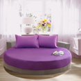 thumbnail image 4 of Generic Solid Color Cotton Round Bed Fitted Sheet Bed Cover, Purple, 4 of 7