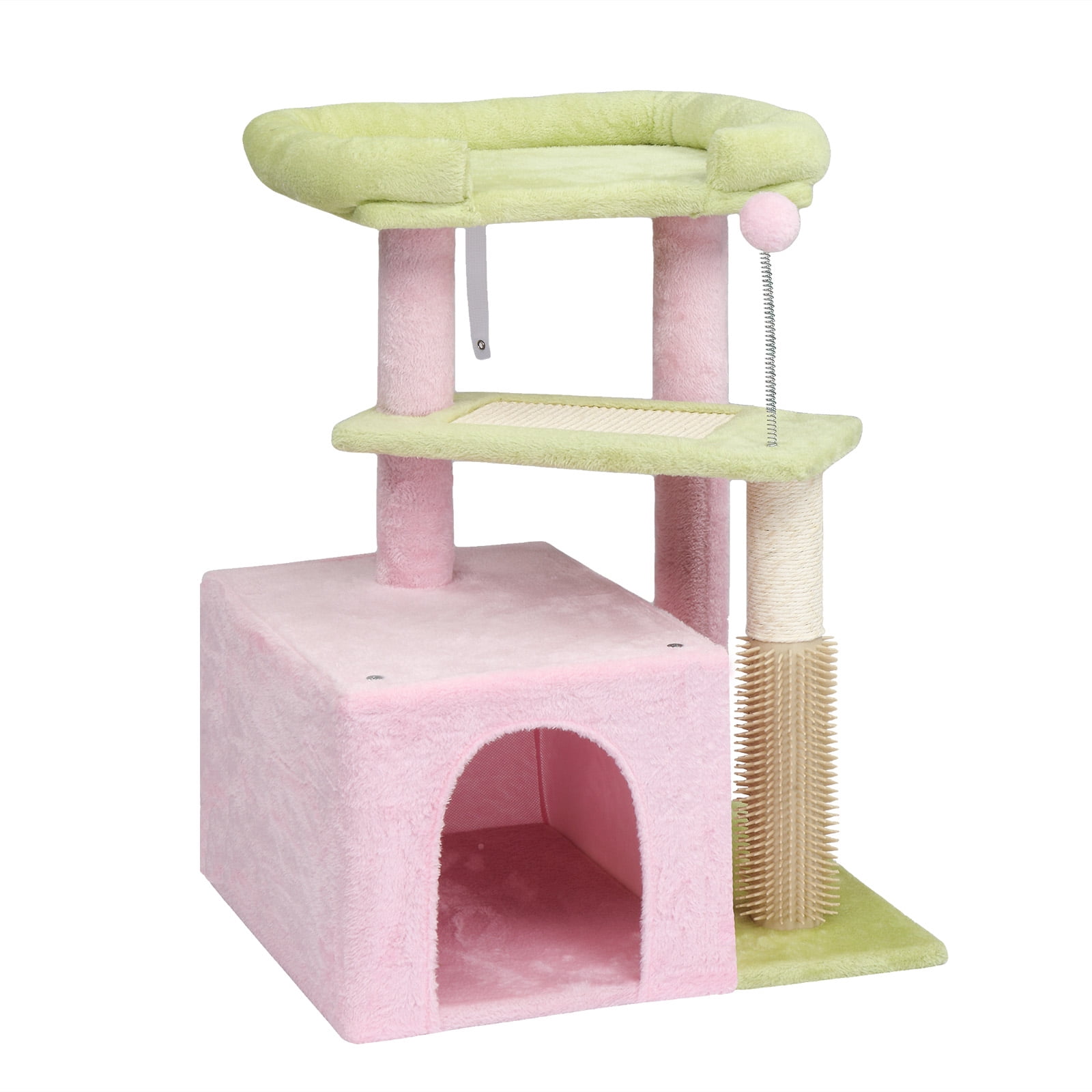 ZephyPaws 29in Cute Cat Tree Kitten Tower for Indoor Cat,Sisal Scratching Posts with Condo,Jump Platform Cat Furniture Play House Pink