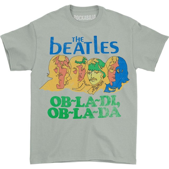The Beatles - Camiseta Ob-La-Di Estampado en Espalda para Mujer (Gris)