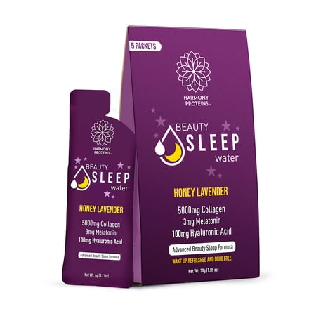 Harmony Proteins Collagen Powder Beauty Sleep Water Honey Lavender Instant Drink Mix Packets, 5 Ct